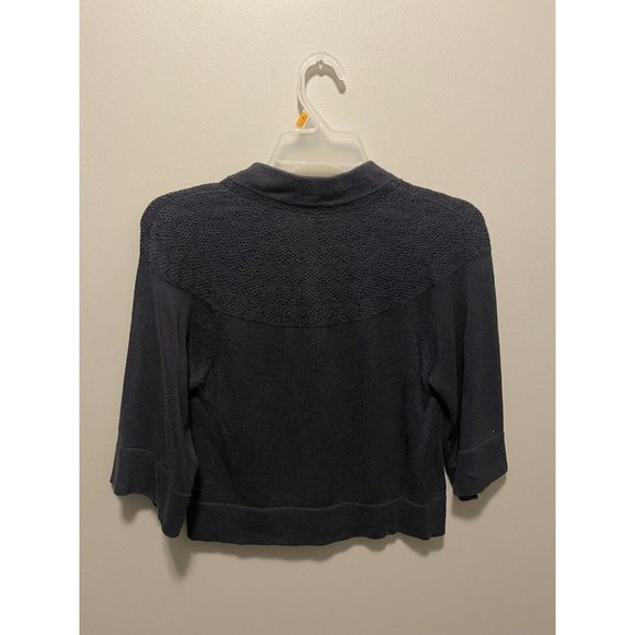 Vintage Fossil Womens Sz S Cropped Cardigan Sweater Dark Blue Boho Pockets - Picture 3 of 3